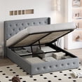 thumbnail image 3 of Einfach Full Size Lift up Platform Storage Bed Frame with Fabric Upholstered Wingback Button Tufted Headboard, Blue Gray, 3 of 7