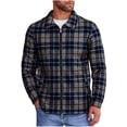 thumbnail image 2 of Kakii Mens Sherpa Lined Shirt Jacket Casual Long Sleeve Plaid Shacket Flannel Fleece Full Zip Jacket, 2 of 9
