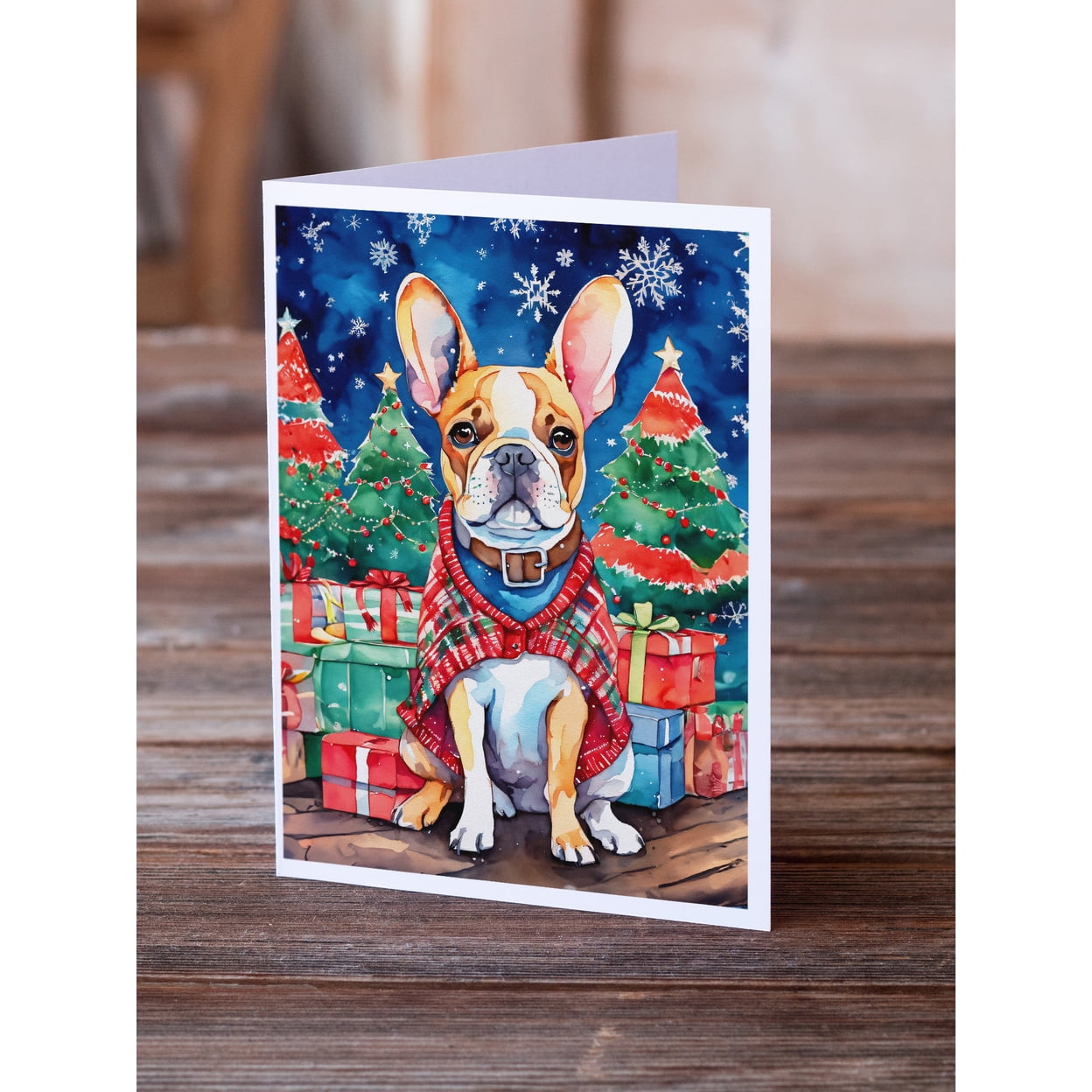French Bulldog Christmas Greeting Cards Pack of 8 7 in x 5 in