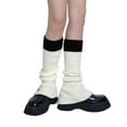 thumbnail image 1 of Kmbangi Women's Rib Knit Leg Warmers Cute Knee High Socks Boot Cuffs Two Tone Stockings with Button Decor, 1 of 1