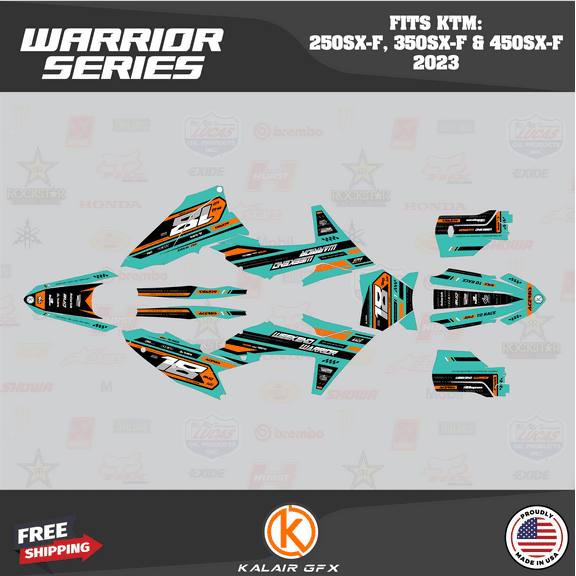 Kalair GFX Graphics Kit for KTM Motorcross 4-Stroke 250SX-F, 350SX-F, and 450SX-F (2023) Warrior Series