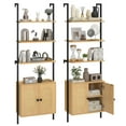 thumbnail image 1 of Costway 2 PCS Ladder Bookshelf with Rattan Cabinet 71" Tall Wall Mounted Bookcase Natural, 1 of 10
