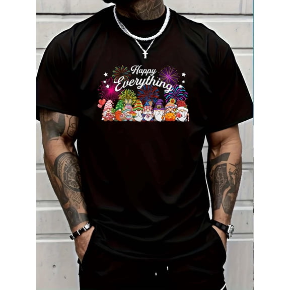 100% Cotton Happy Everything Gnomes for All Year Every Holiday Seasons T-Shirt Graphic T-shirts for men and women