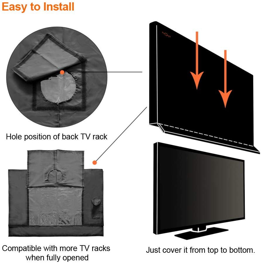 Avion Gear Outdoor TV Cover Built in Fully Covered Bottom /& Remote Storage 55 58 Weatherproof Universal Protector for LED Plasma TV Screens LCD Black