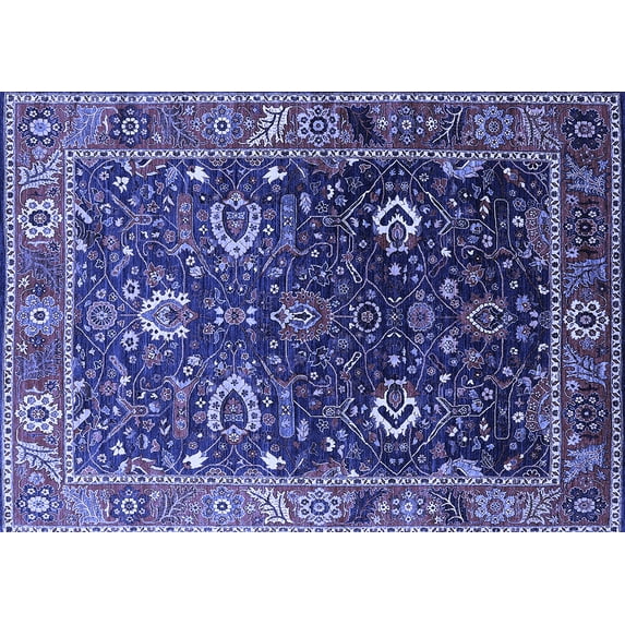 Ahgly Company Indoor Rectangle Oriental Blue Industrial Area Rugs, 7' x 10'