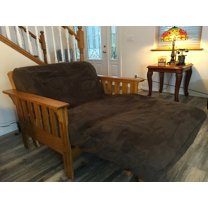 OctoRose Twin Size 39x75x8inch 3 Side Zipper Classic Soft Micro Suede Futon Cover/Slipcover/Sofa Day Bed Mattress Cover/Machine Washable Couch Protector (Cover ONLY) (Brown)