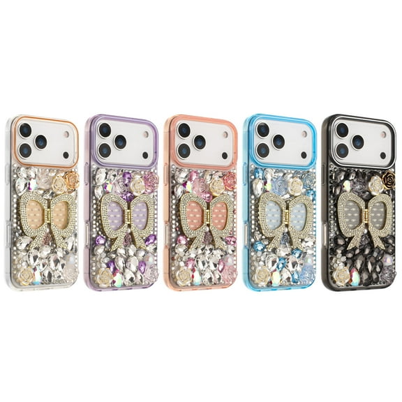 iPhone 17 Pro Max Phone Case,Diamond Butterfly Luxury Elegant Phone Case for iPhone 17 Pro Max Pink