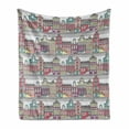 thumbnail image 1 of Dutch Soft Flannel Fleece Blanket, Traditional Colorful Amsterdam Houses Sketch Style Architecture Themed Illustration, Cozy Plush for Indoor and Outdoor Use, 60" x 80", Multicolor, by Ambesonne, 1 of 6