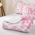 thumbnail image 4 of jejeloiu Cute Western Cowgirl Boots Twin Quilt Set For Girls,Pink Coquette Bowknot Alphabet M Twin Coverlet Set For Kids,2pcs, 4 of 7