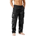 thumbnail image 3 of Men's Straight Cut Work Trousers Chinos, Lightweight Stretch Elastic Waist Relaxed Fit Straight Leg, Casual Daily Office Business Uniform, Easy Care Performance Gear | JASKFLY,Black L, 3 of 7