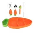thumbnail image 2 of Baby Silicone Feeding Set, Secure Suction Baby Led Weaning Supplies, Shaped Toddler Self Feeding Dish Set, Versatile Utensils, Silicone  Set with Spoon, Fork and Straw, 2 of 8