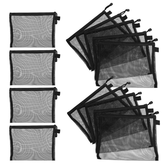 HEALEEP 15pcs Versatile Black Mesh Pouches for Travel Use and Personal Item Storage