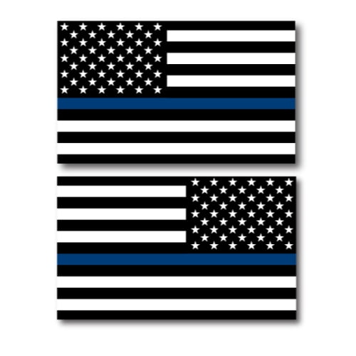 Thin Blue Line Magnet Decal 5 inch x 3 Inch 2 Pack Heavy Duty for Car Truck 