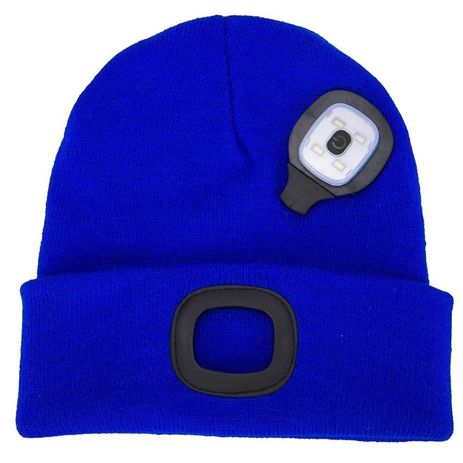 Mojoyce LED Beanie Hat with Light,Knitted Hands Free 4 LED Headlamp Cap (Blue), Adult Unisex, Size: One Size