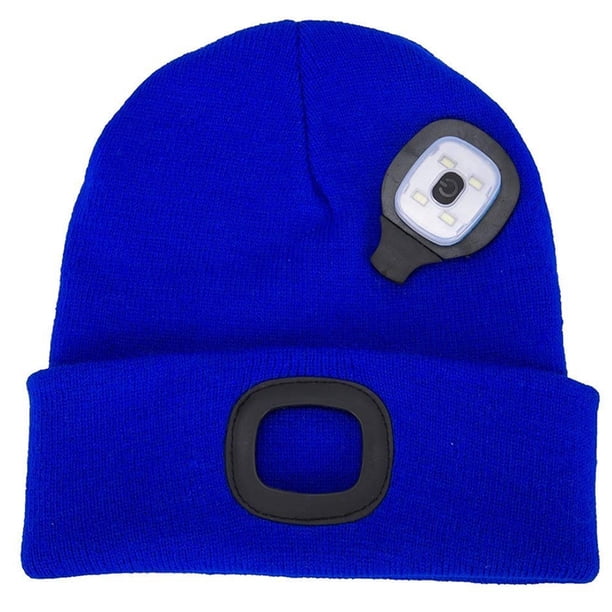 Gorro Beanie LED con luz, gorro de faro manos libres unisex, cálido gorro de punto de invierno