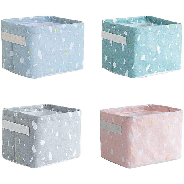 Organizador de cambiador, cesta de almacenamiento de 4 piezas, cestas de almacenamiento de tela para niños, caja de almacenamiento, con 2 asas en ambos lados, cajas de ropa y tela (20 x 14 x 15,5 cm)