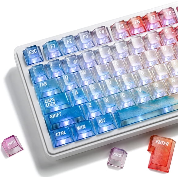 XVX Colorful Clear Keycaps, Transparent Keyboard Keycaps 60 75 100 Percent, 119 Afterglow Shine Through Keycap Set for Cherry MX Gateron Switches Mechanical Keyboards (only Key caps)