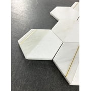 4 Hexagon Mix Marble And Metal Mosaic Tile - Case (8 Sheets)