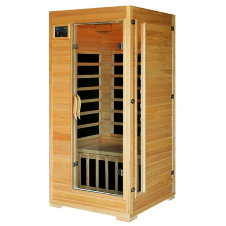 Emf Free Infrared Sauna Radiant Saunas Radiant Saunas 1-2-Person Infrared Sauna Room with 4 Low-EMF Carbon Heaters, Audio System, Canadian Hemlock ()