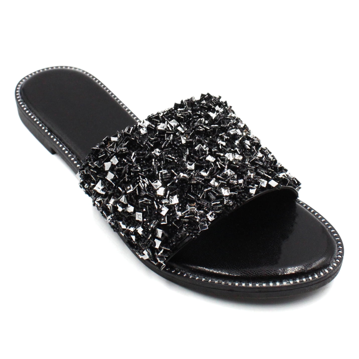 LAVRA Women's Rhinestone Slides Crystal Embellished Bling Sandals
