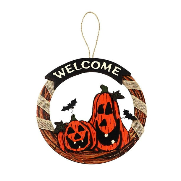 Bienvenida De Halloween Colgante De Puerta De Corona De Calabaza Para Decoración De Halloween Minnieouse HA043247-01