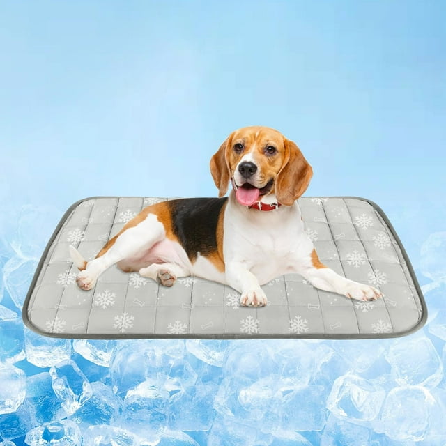 Manta refrescante para Perros, Lavable, con Tejido Fresco y Almohadilla refrescante Interna Impermeable (Gris, Grande (91x61 cm))