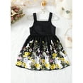 thumbnail image 4 of Kucnuzki Kids Girl Clothes 5T Spring Summer Dress 6T Suspender Pure Color Upper Cute Bunny Printing Hems Dress Black 5-6 Years, 4 of 7