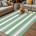 thumbnail image 2 of Fsddascl Green Grey Stripe Outdoor Rug for Patio/Deck/Porch, Non-Slip Large Area Rug 4 x 6 Ft, Minimalist Farmhouse Striped Indoor Outdoor Rugs Washable Area Rugs, Reversible Camping Rug Carpet, 2 of 5