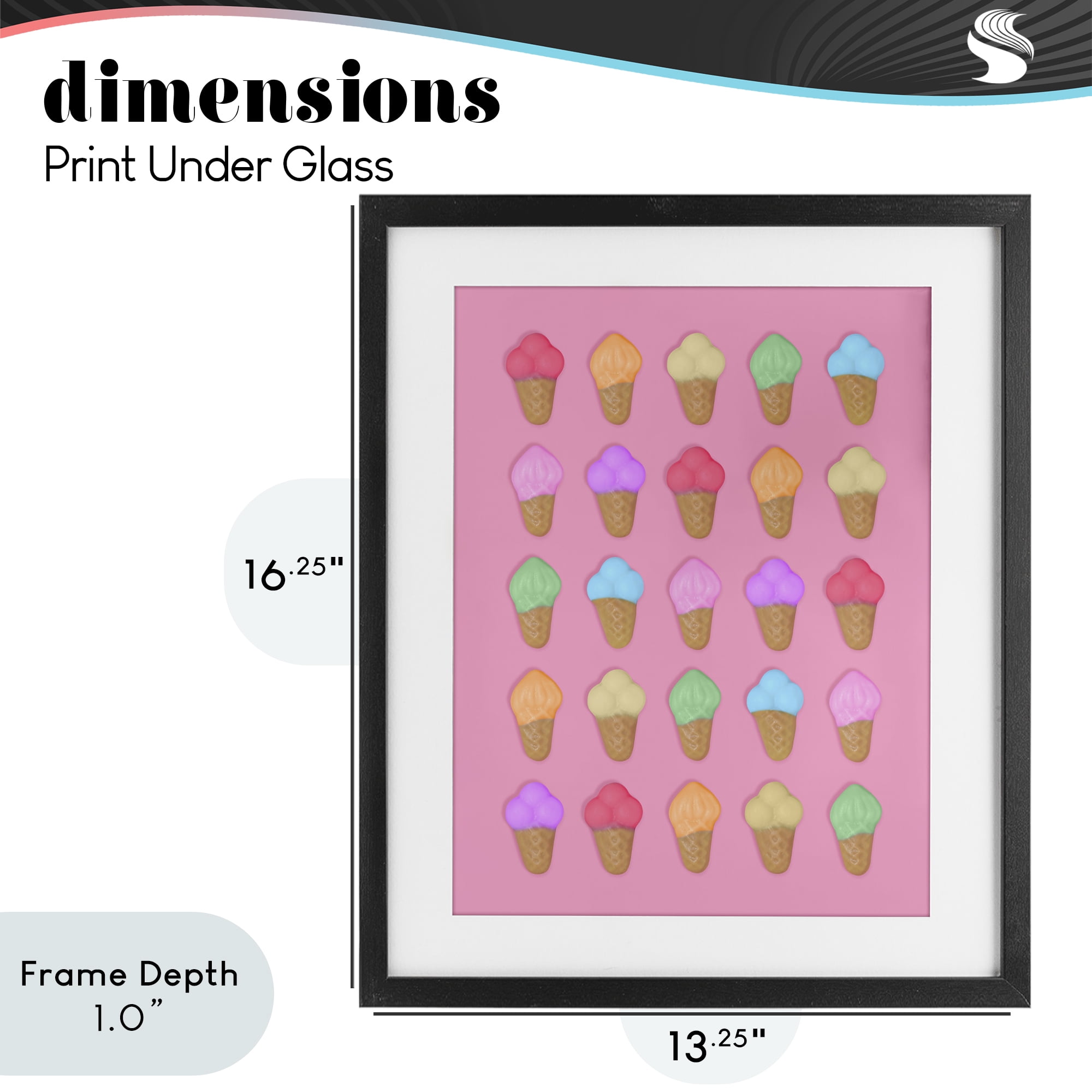 Stupell Industries Ice Cream Candies on Pink Black Framed Print Under Glass, design by LISH Creative