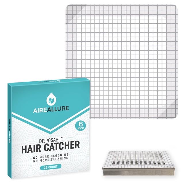 Filtro atrapa cabellos para desagüe Aire Allure, paquete de 25, cuadrado de 15 cm