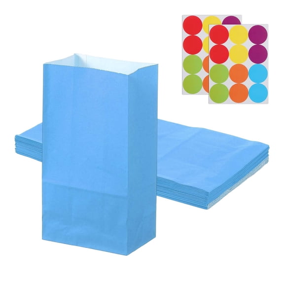 Uxcell Party Favor Bag, Mini Paper Candy Bags Gift Treat Celebration Halloween Goody Birthday Wedding Party with Stickers Blue 9.4 in
