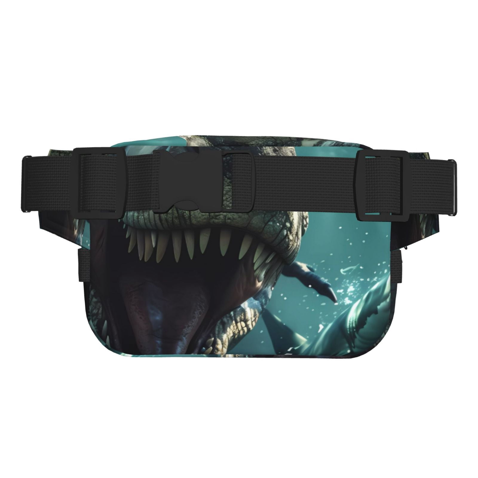 Picia Underwater Dinosaur Shark Print Square Double-Layer Waist Bag Mini Adjustable Waist Belt Bag Exercise Running Travel Hiking
