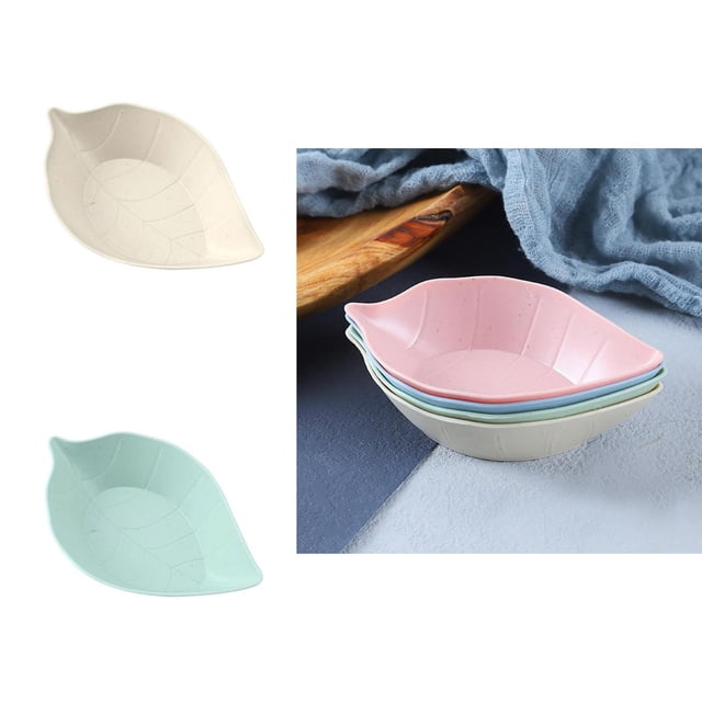 Dipping Dish Leaves Shape Japanese Style Smooth Edges Stackable Non Slip Bottom Serving Burrs Free Multipurpose Mini Plastic Seasoning Dish for Dining Room