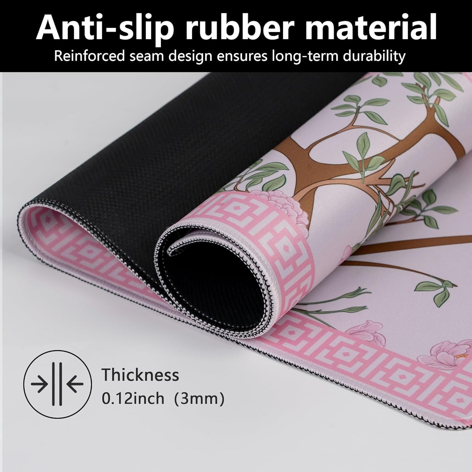 Mahjong Mat for Table, 31.5''''x31.5'''' Non-Slip & Noise Reduction Mahjong Mat with Rules,Mah Jongg Gift with Carrying Bag for Poker,Board Games,Dominoes,Cards & Tile Games (Light Pink)
