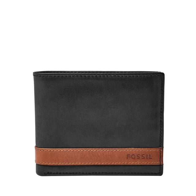 Billetera Fossil Quinn de piel plegable con identificación plegable para hombre