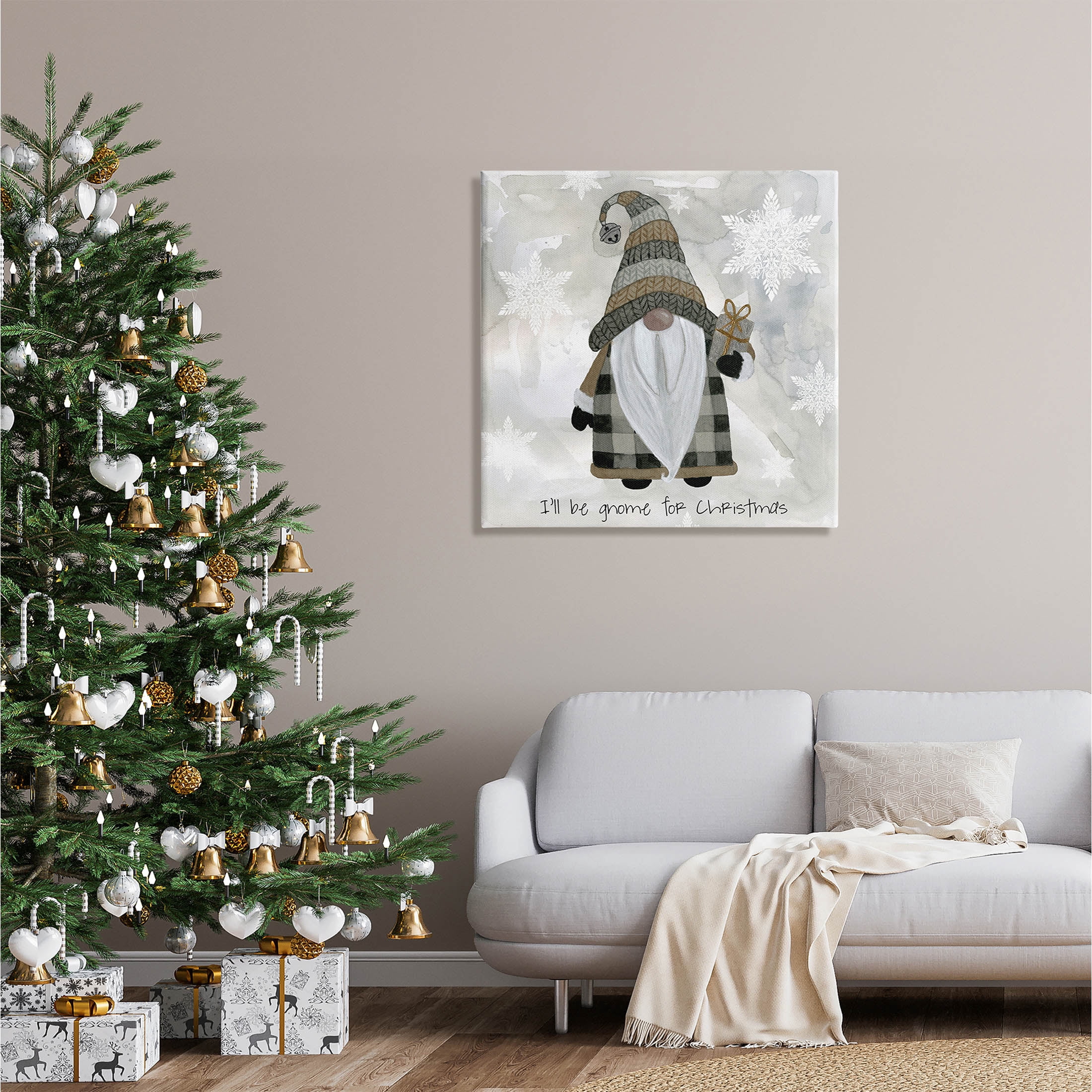 Stupell Industries Gnome For Christmas Phrase Graphic Art Gallery Wrapped Canvas Print Wall Art, Design by Livi Finn