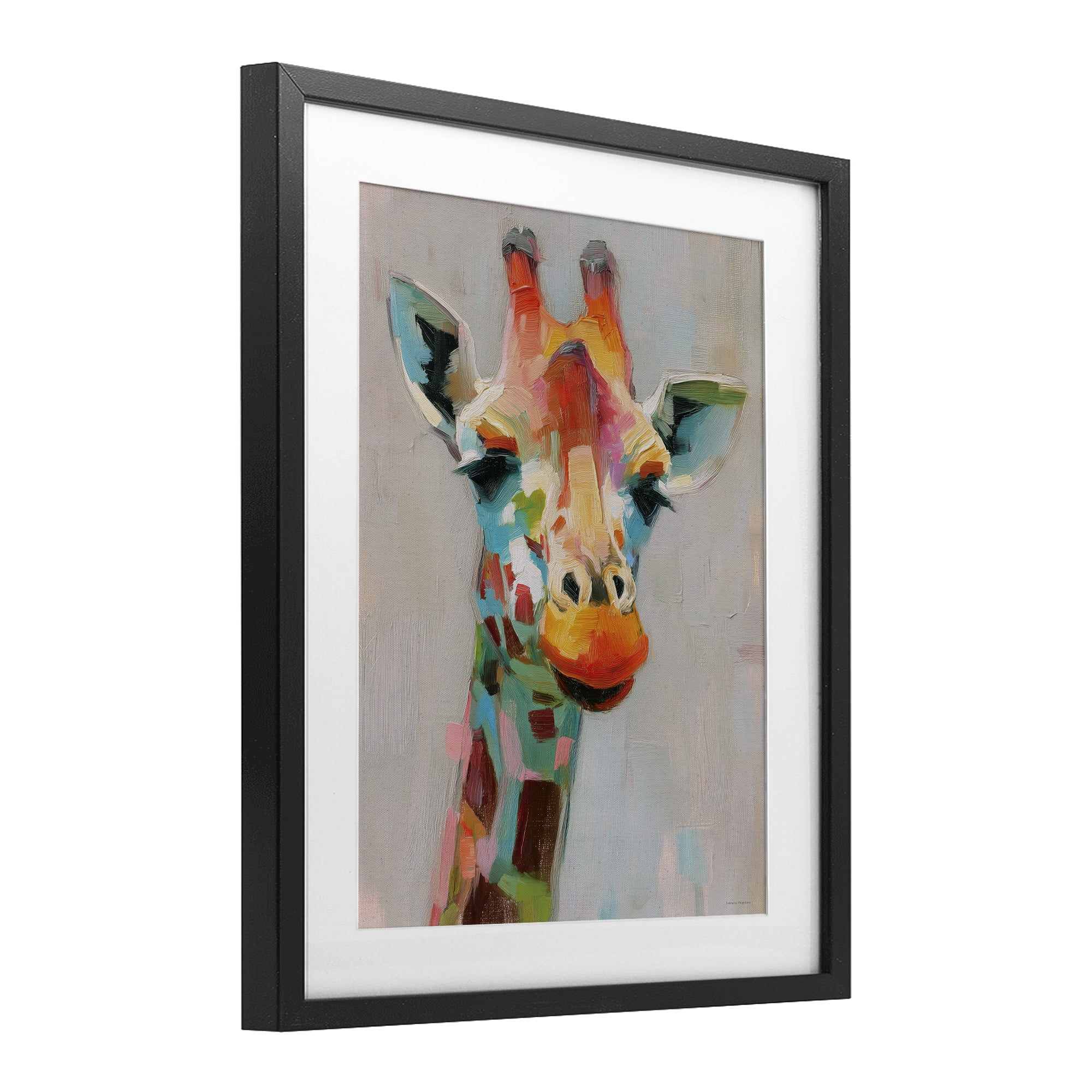 Stupell Industries Painterly Rainbow Giraffe Black Framed Print Under Glass, design by Svetlana Aleynikova