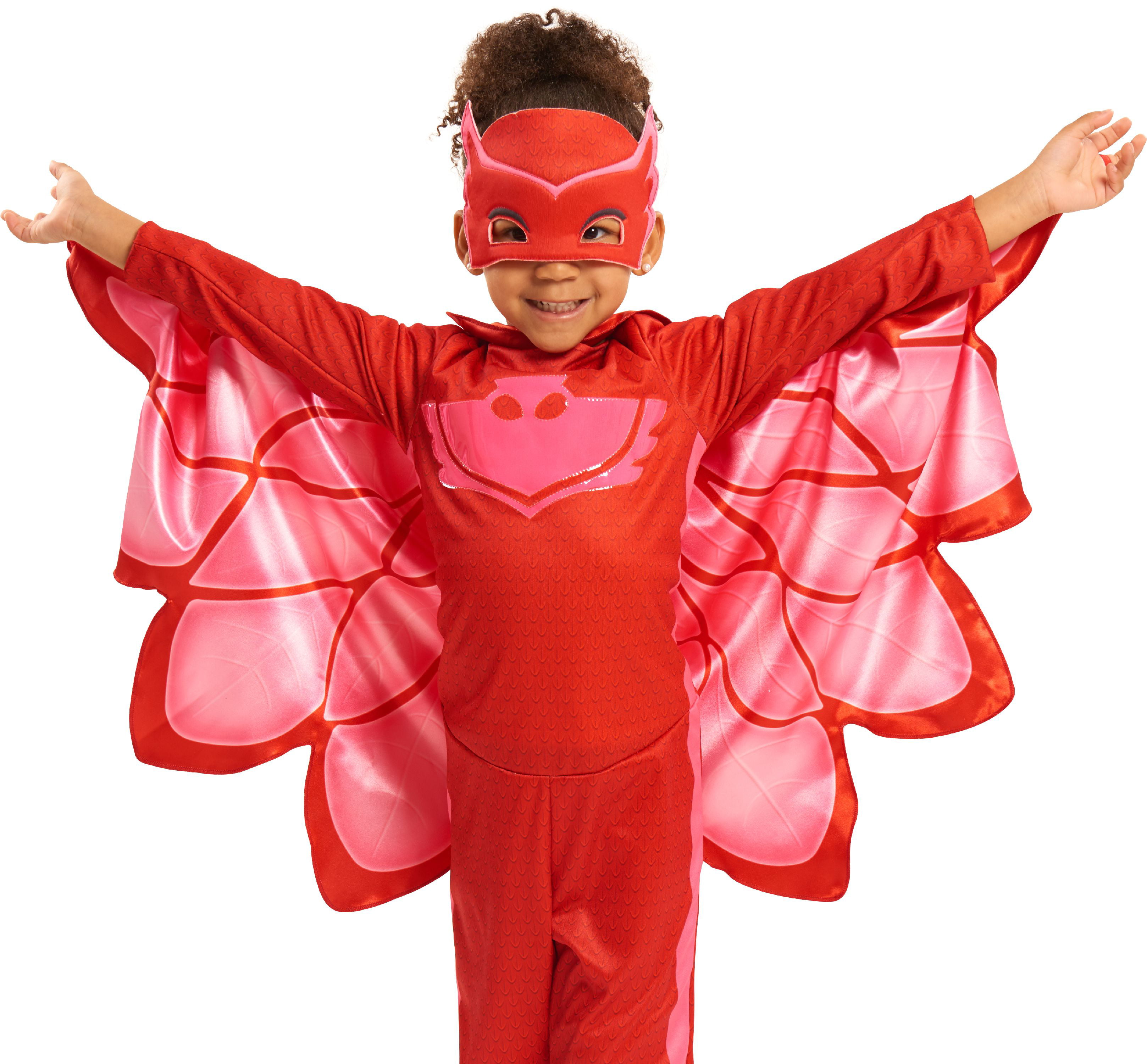 Toddler Size Large 4-6x PJ Masks Owlette Costume Deluxe Kids Light Up Jumpsuit Outfit and Character Mask