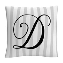 Gray Striped Ornate Letter Script D By Abc 16 X 16 Decorative Throw Pillow