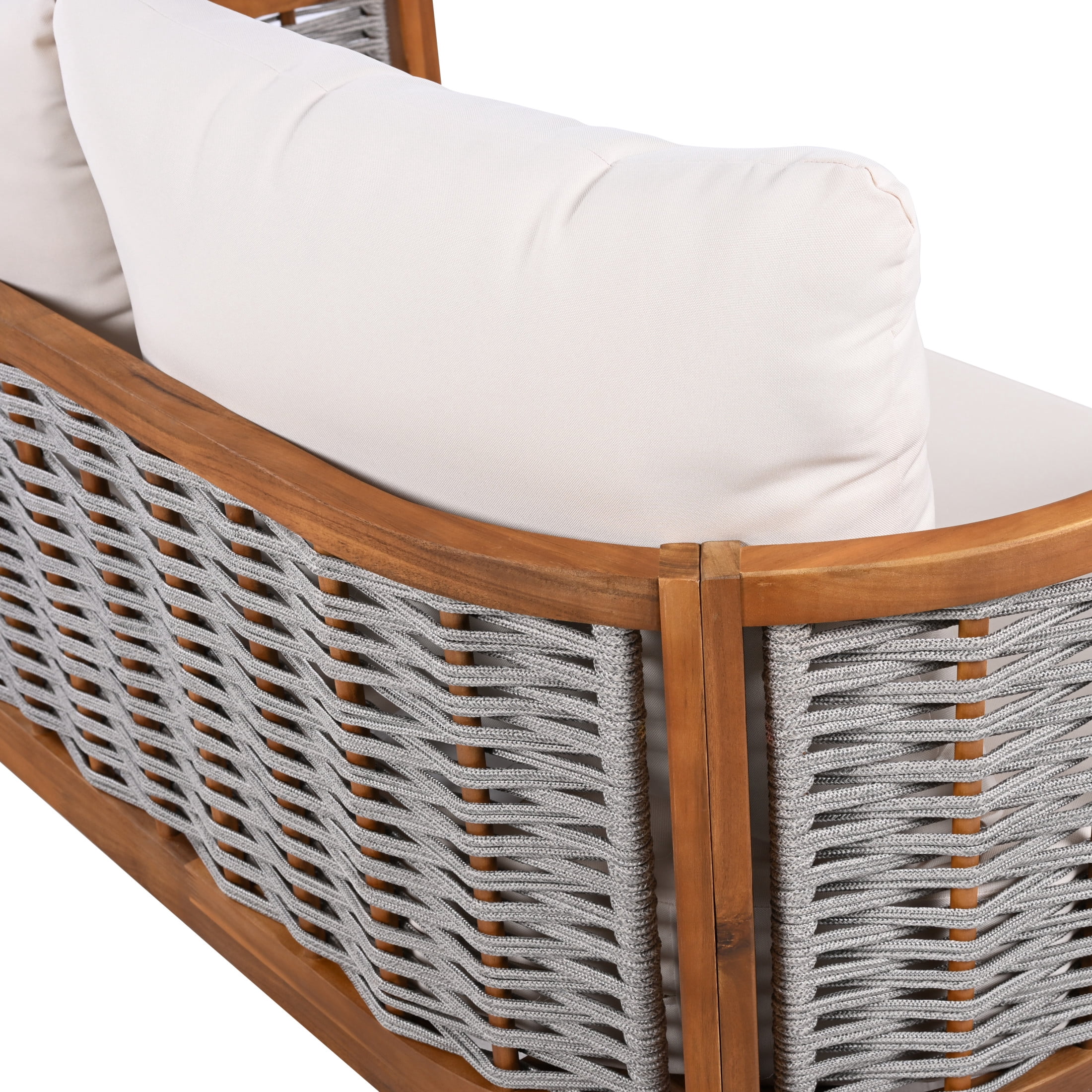Christopher Knight Home 2-Piece Outdoor Patio Loveseat with Coffee Table, Teak Finish + Beige Cushions