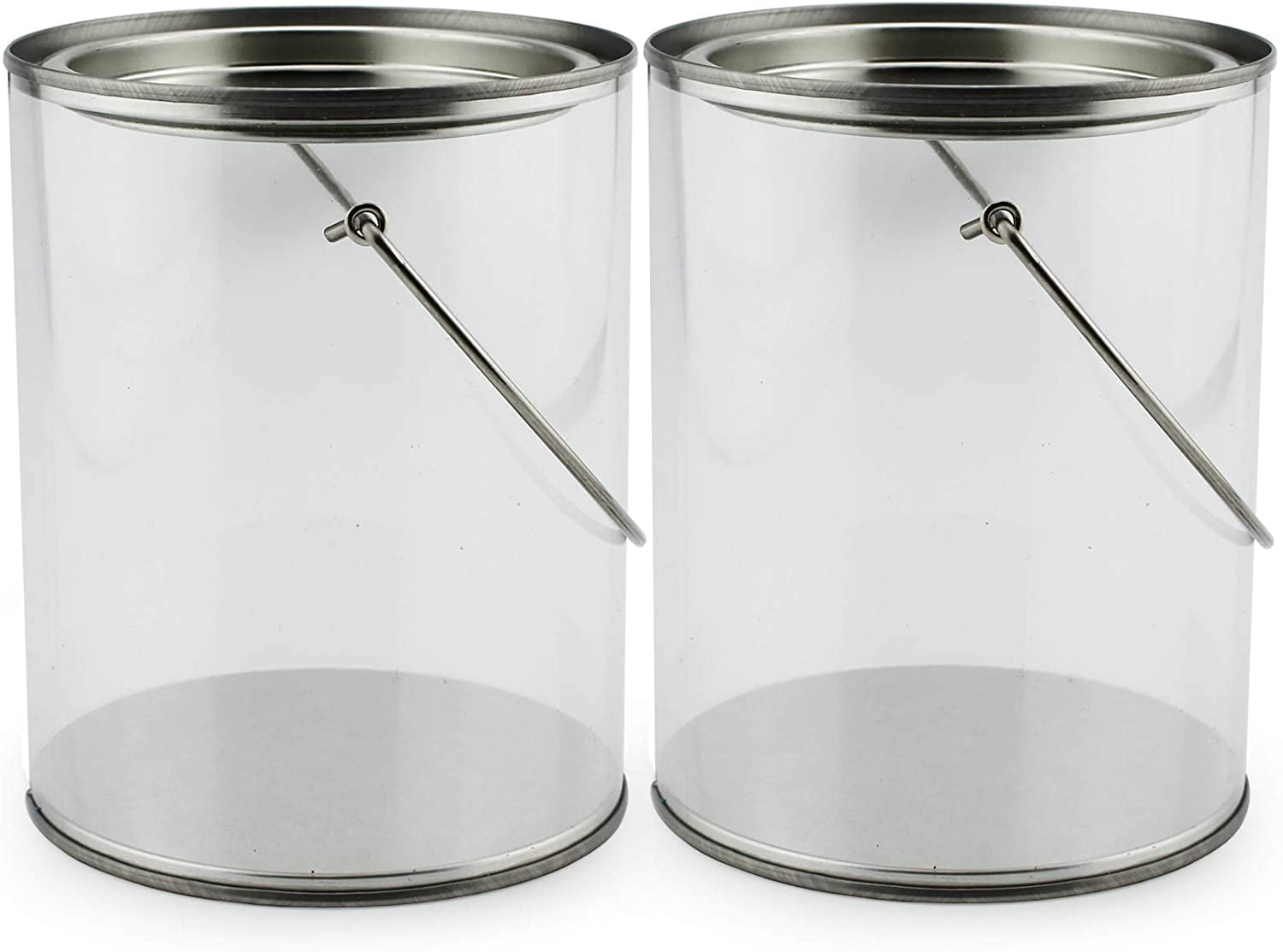 Quart Size Clear Plastic Paint Cans (2Pack, 5 In Tall); Small Paint