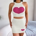 thumbnail image 4 of REORIAFEE Womens Summer Sets Outfits Workout Outfits Women's Sexy Casual Love Top Wrap Hip Skirt Set White L, 4 of 7