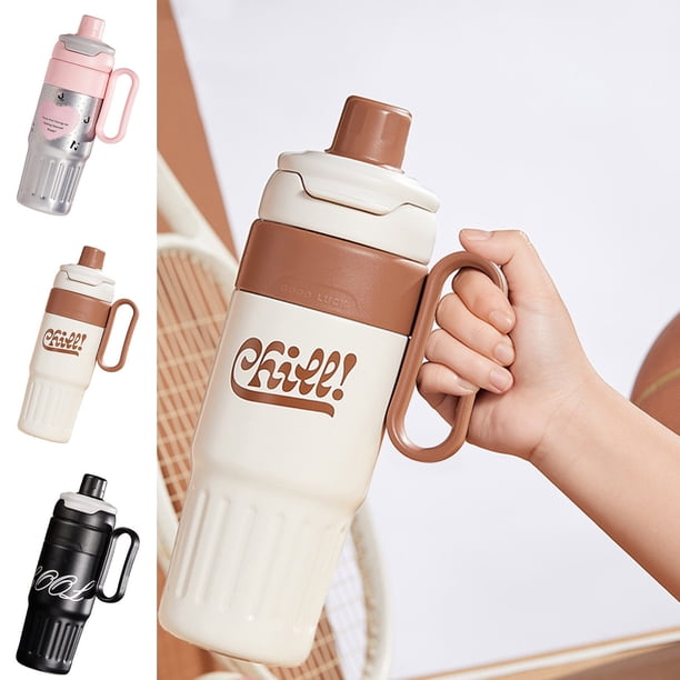 Taza de agua portátil aislada de acero inoxidable con asa, 27 oz / 800 ml, modos duales para beber, infusor de té, apto para automóvil, caliente / frío, 3 colores