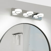 3 Light Modern Rotating Oval Lampshade 21.3in Metal Vanity Light Fixtures Dimmable for Bathroom Lighting Over Mirror Chrome