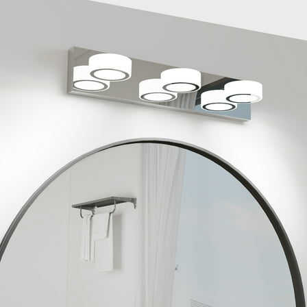 3 Light Modern Rotating Oval Lampshade 21.3in Metal Vanity Light Fixtures Dimmable for Bathroom Lighting Over Mirror Chrome