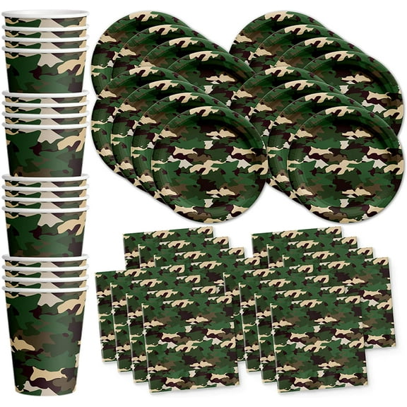 Camo Classic Birthday Party Supplies Set Plates Napkins Cups Tableware Kit for 16