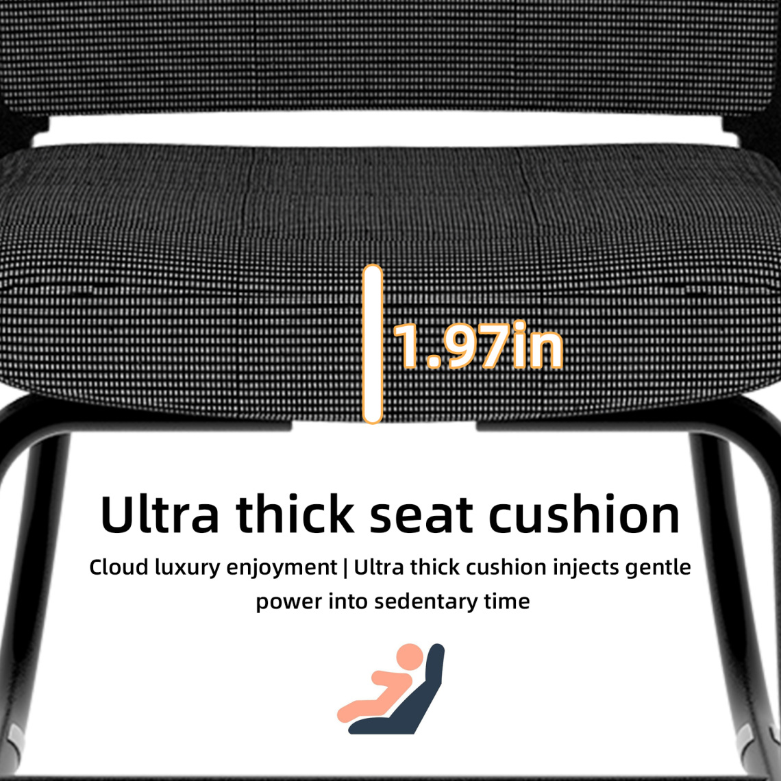 Modern Office Chair No Wheels, Ergonomic Study Chair with Handrail and Steel Legs, Comfy Home Office Desk Chairs with Ultra Thick Cushion, Black