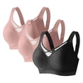 thumbnail image 2 of Agkizg 3 Pack Sports Bras for Women Wireless Solid Color Plus Size Lightly Lined Seamless Bras Yoga Running Gym, 2 of 7
