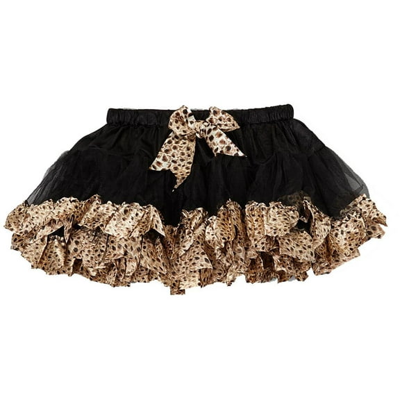Wenchoice Black & Brown Cheetah-Trim Tutu Girl's L(5T-6T)