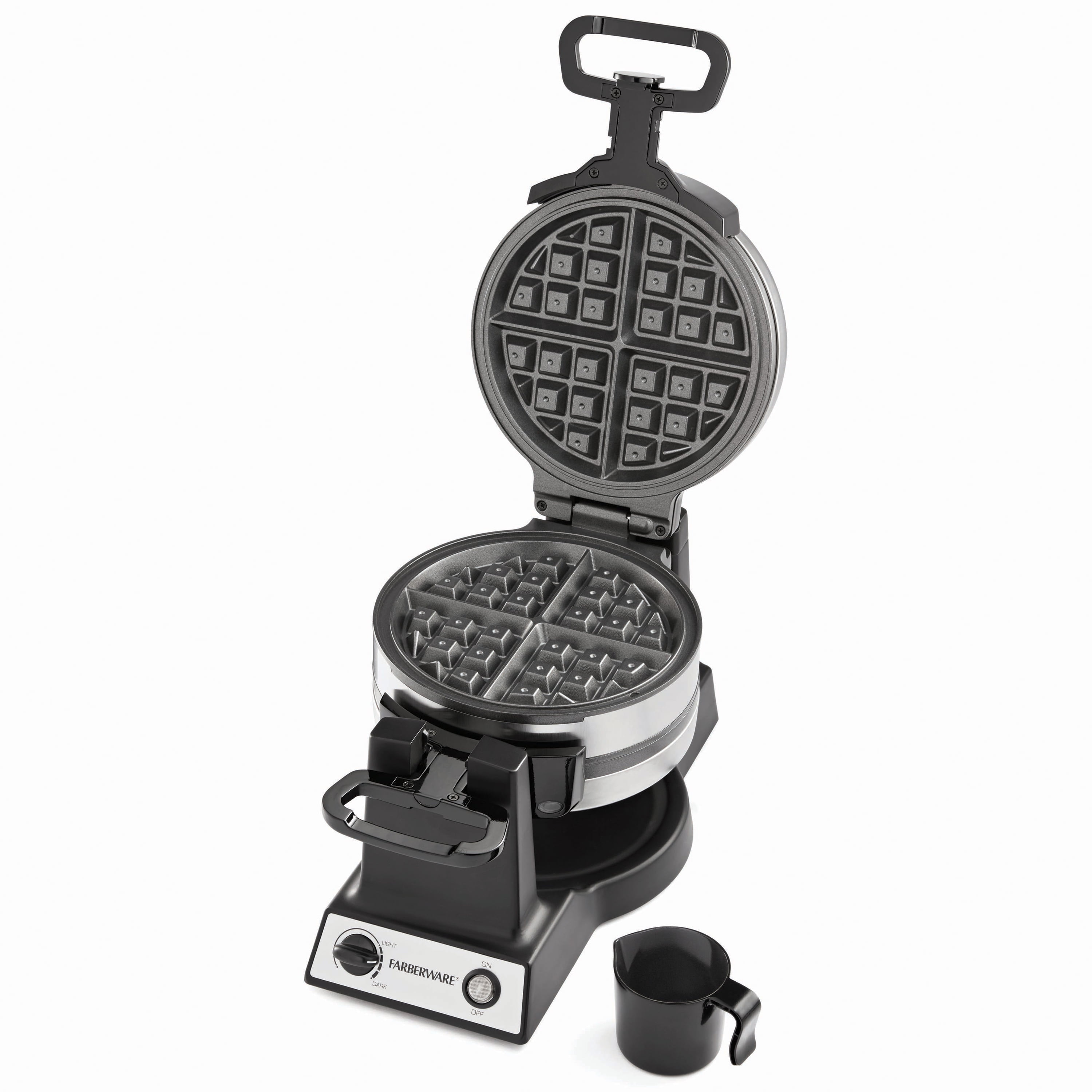 Farberware 2-Slice Non-Stick Removable Plate Silver Waffle Maker 